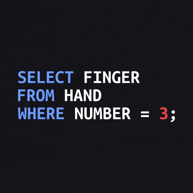 Middle Finger Select SQL Developer Funny Gift by JeZeDe